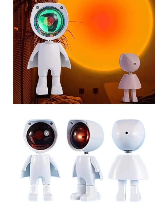 ® Astronot Işık Projektörü Gökkuşağı Projeksiyon Gece Lambası Hediyelik