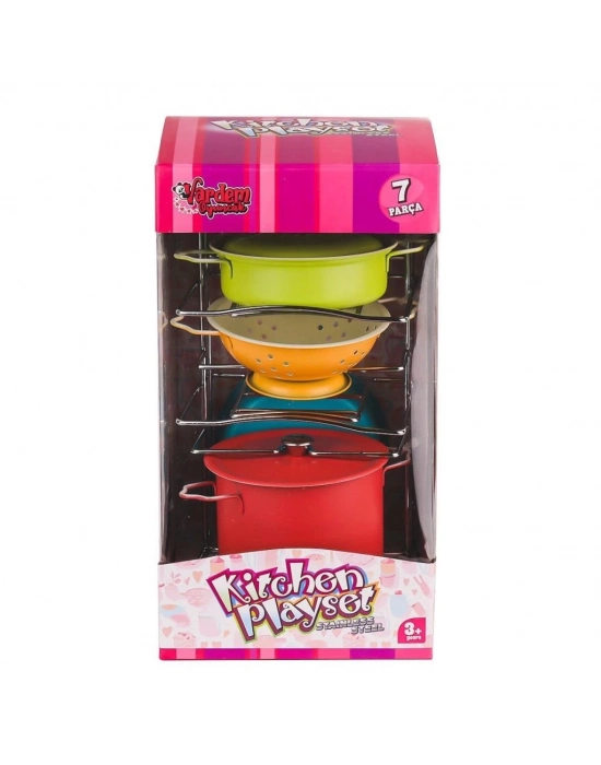 ® ATF-683G-5 Renkli Raflı Tencere Tava  Seti 7 Parça -Vardem Oyuncak