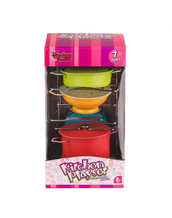 ® ATF-683G-5 Renkli Raflı Tencere Tava  Seti 7 Parça -Vardem Oyuncak