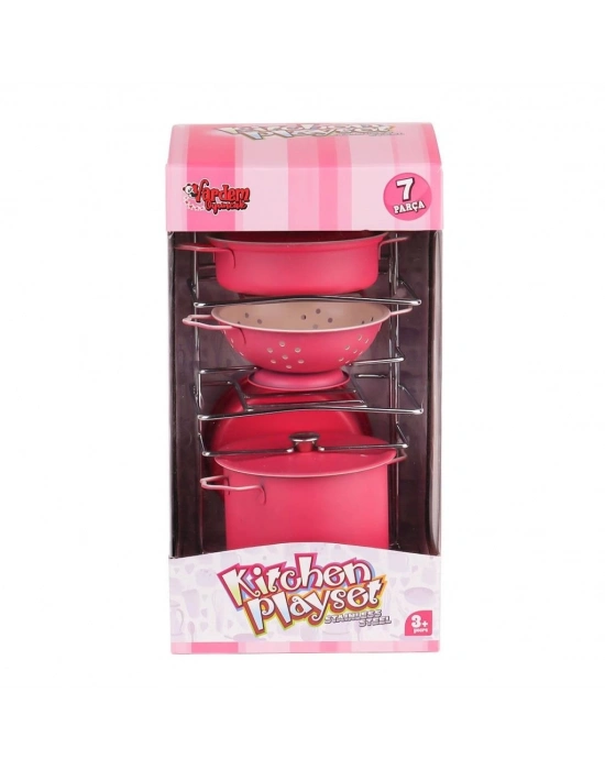 ® ATF-683G-6 Raflı Pembe Tencere Tava Seti 7 Parça