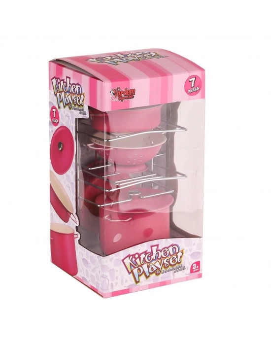 ® ATF-683G-6 Raflı Pembe Tencere Tava Seti 7 Parça