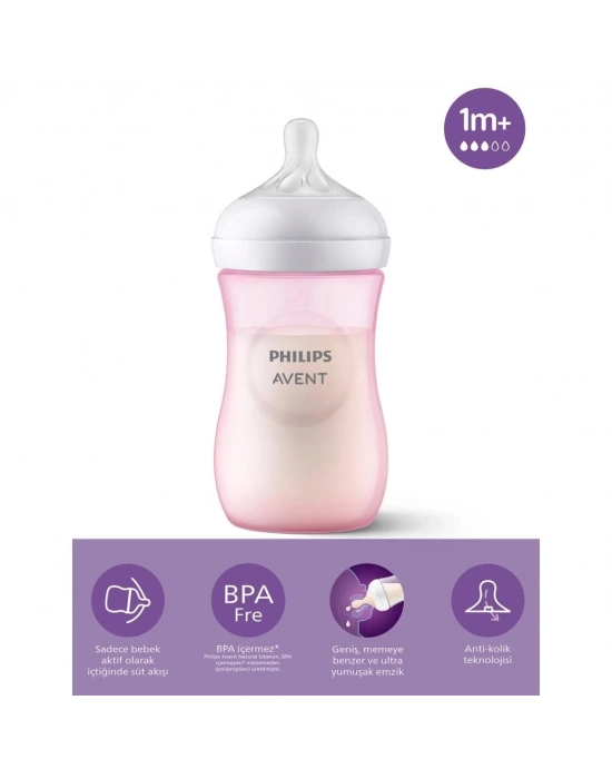 ®   Doğal Tepkili Natural Response PP Biberon 260 ml 1+ Ay Pembe