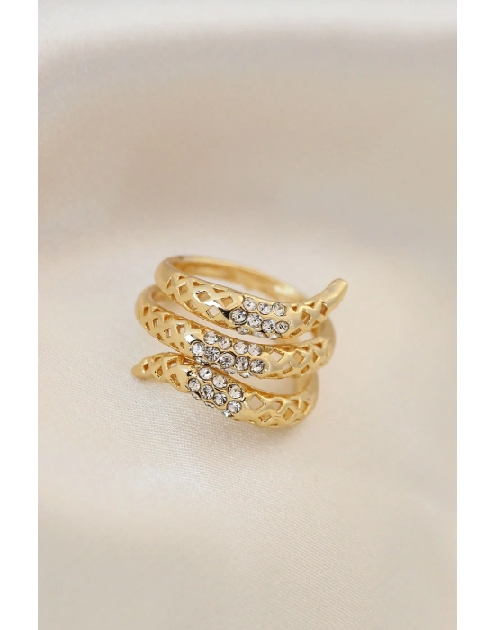 ® Ayarlamalı Altın Renk Metal Zirkon Taşlı Yüzük