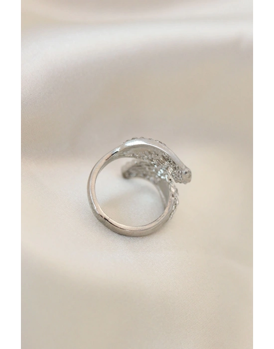 ® Ayarlamalı Silver Renk Metal Zirkon Taşlı Kanat Yüzük