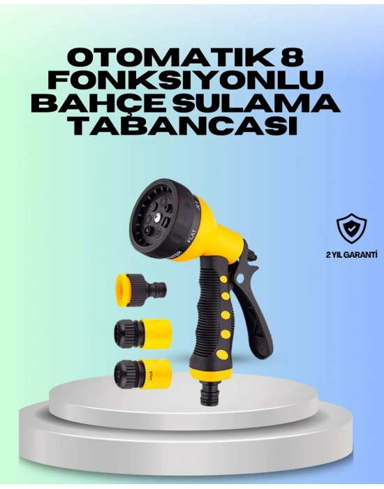® Ayarlanabilir Basınçlı 8 Modlu Bahçe Sulama Tabancası Hortum Aparatı