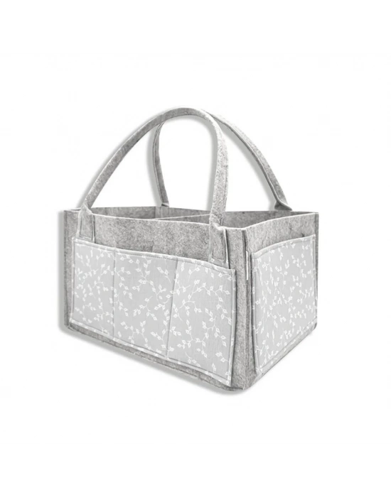 ®  Keçe Anne Bebek Bakım Çantası 772 Gri Çiçek