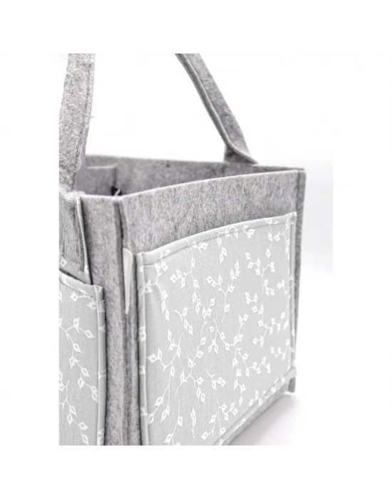 ®  Keçe Anne Bebek Bakım Çantası 772 Gri Çiçek