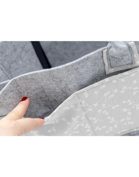 ®  Keçe Anne Bebek Bakım Çantası 772 Gri Çiçek