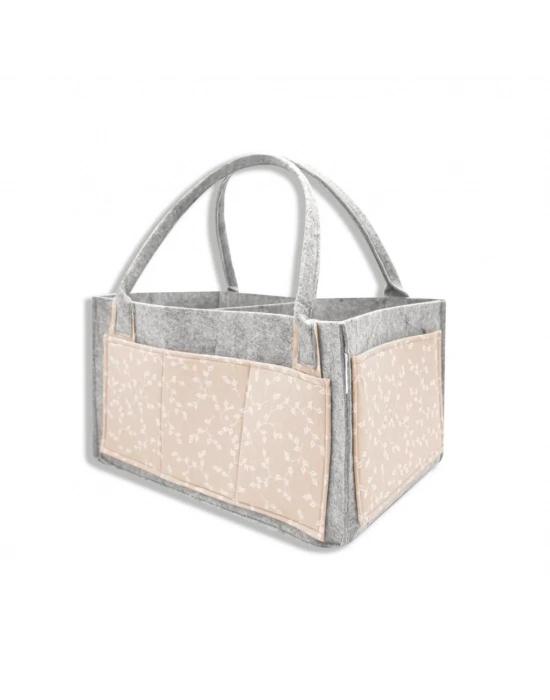 ®  Keçe Anne Bebek Bakım Çantası 772 Somon Çiçek