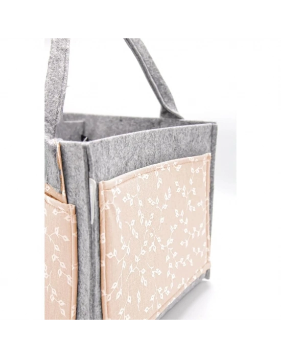 ®  Keçe Anne Bebek Bakım Çantası 772 Somon Çiçek