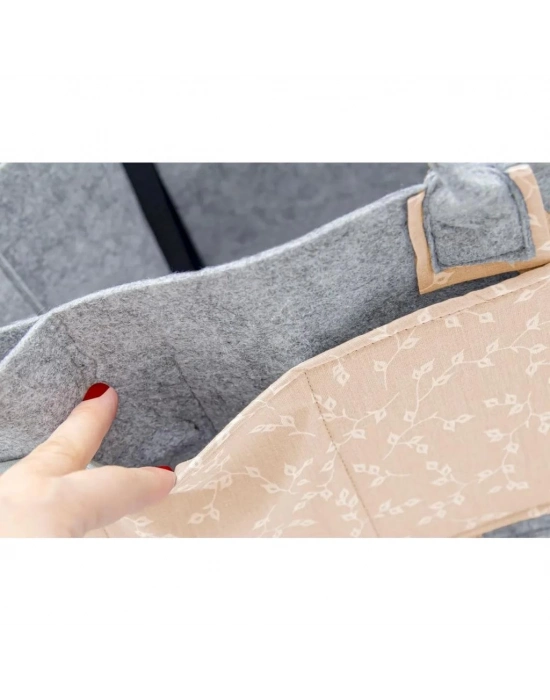 ®  Keçe Anne Bebek Bakım Çantası 772 Somon Çiçek