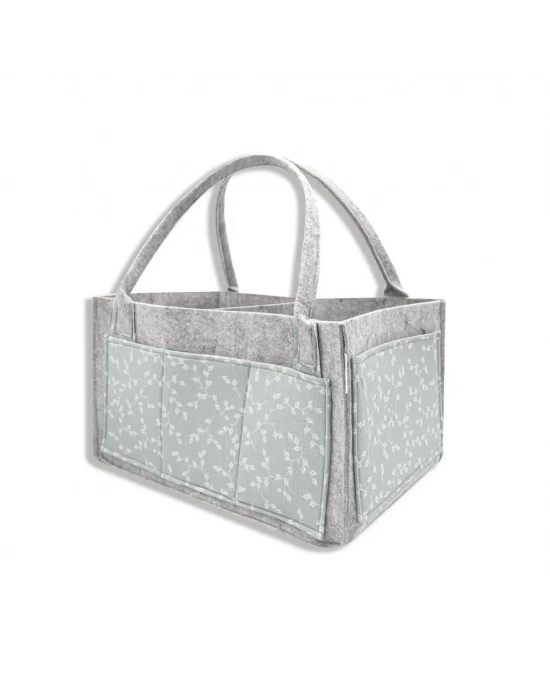 ®  Keçe Anne Bebek Bakım Çantası 772 Yeşil Çiçek