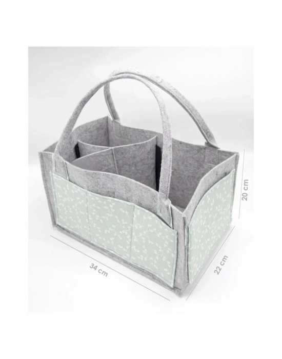 ®  Keçe Anne Bebek Bakım Çantası 772 Yeşil Çiçek