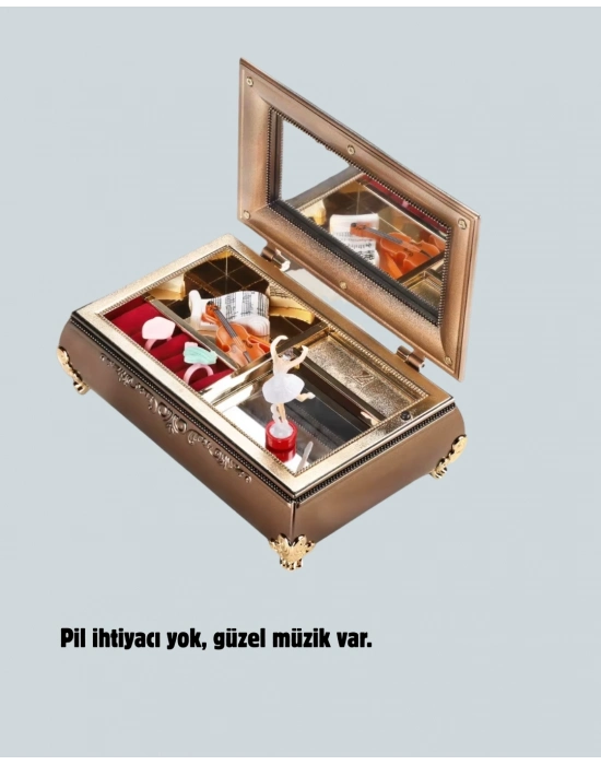 ® Balerinli Müzikli Takı Kutusu Piyano Tasarım Kız Çocuk Hediyelik