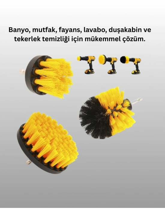 ® Banyo ve Mutfak İçin Matkap Ucu Temizlik Fırçası 3’lü Set