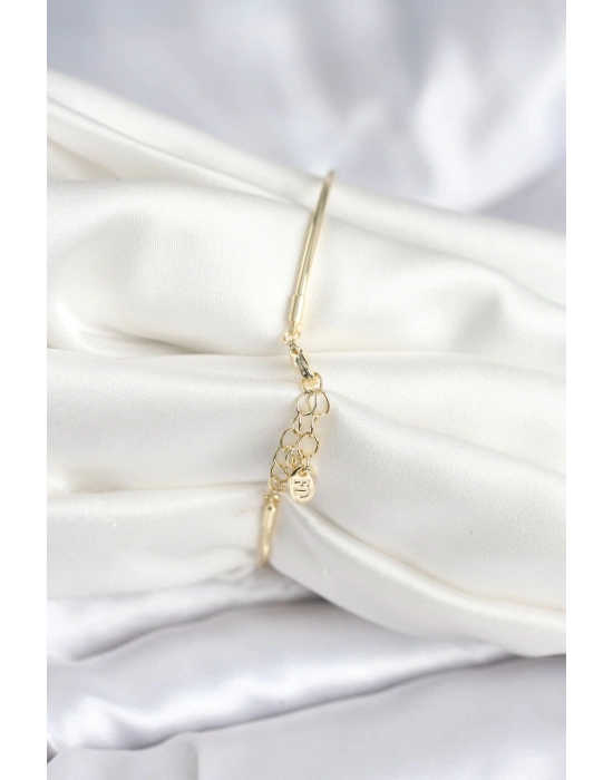 ® Beyaz Sedefli Yonca Model Gold Renk Kadın Bileklik