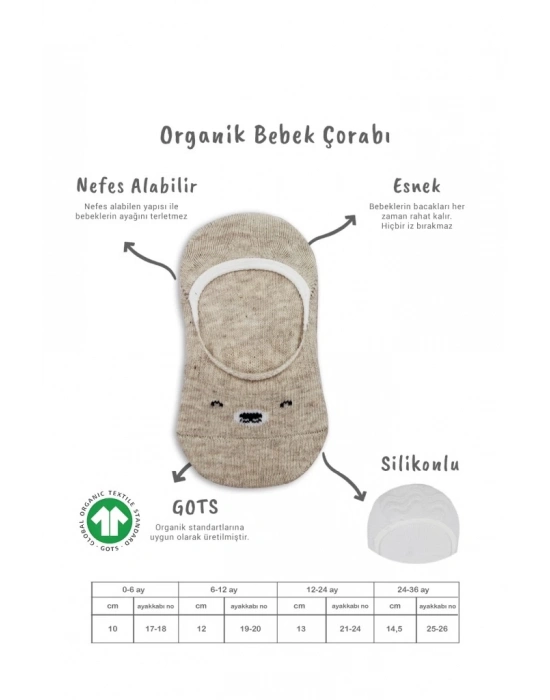 ®   2Li Babet Cute Face Penye Çorap 30103 Bej Beyaz