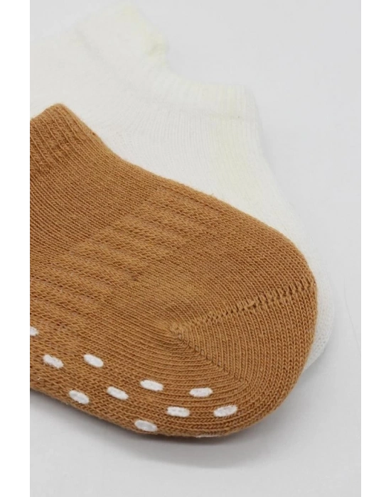 ®   2Li Sneakers Kaymaz Colours Penye Çorap 20104 Ekru Hardal