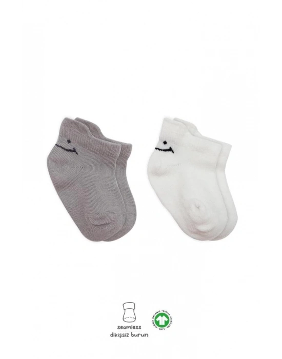 ®   2Li Sneakers Smile Penye Çorap 20106 Gri Ekru