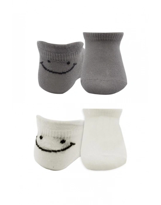 ®   2Li Sneakers Smile Penye Çorap 20106 Gri Ekru