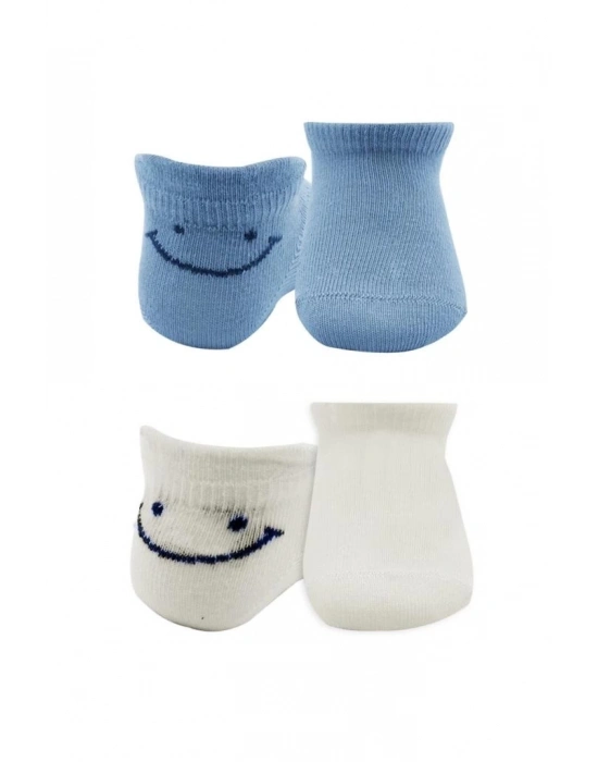 ®   2Li Sneakers Smile Penye Çorap 20106 Mavi Ekru