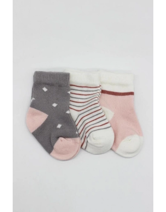 ®   3Lü Penye Kız Soket Çorap 10112 Gri