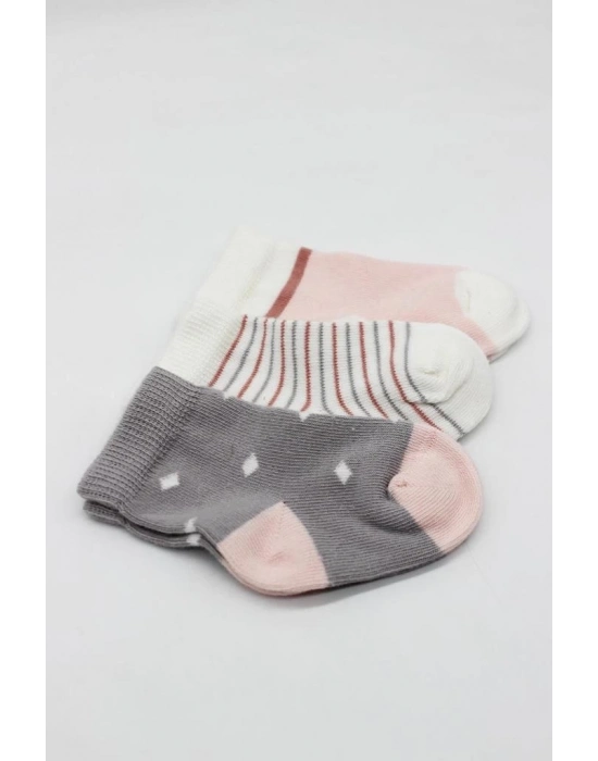 ®   3Lü Penye Kız Soket Çorap 10112 Gri