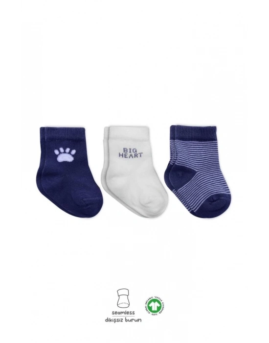 3Lü Penye Soket Çorap 10110 İndigo