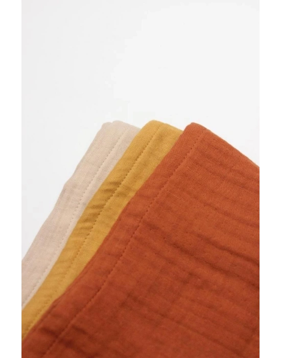 ® 6lı Müslin Mendil 20x20 cm 90106 Kiremit Bej Hardal