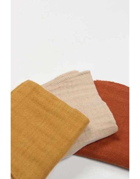 ® 6lı Müslin Mendil 20x20 cm 90106 Kiremit Bej Hardal