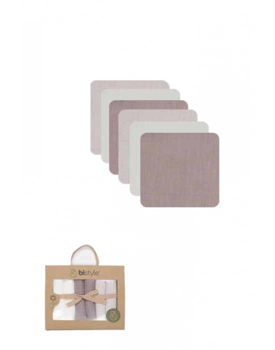 ® 6lı Müslin Mendil 20x20 cm 90106 Taş Ekru Antrasit