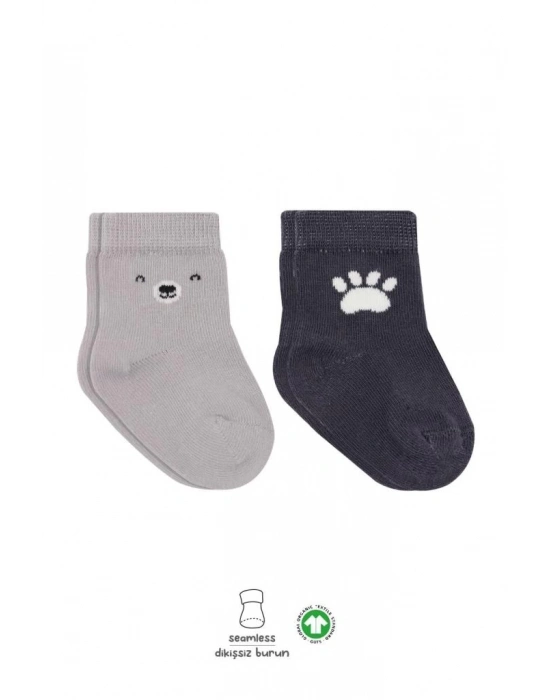 Bear Penye Soket Çorap 2Li BS10116 Gri