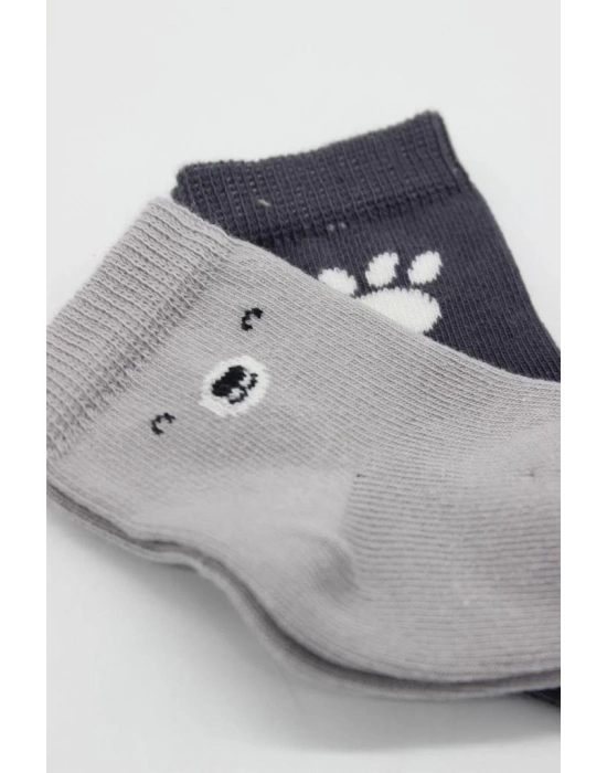 Bear Penye Soket Çorap 2Li BS10116 Gri