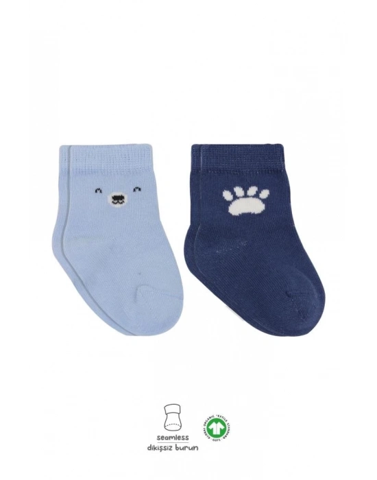 ®   2Li Bear Penye Soket Çorap 10116 Mavi