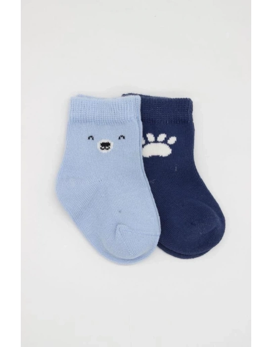 ®   2Li Bear Penye Soket Çorap 10116 Mavi