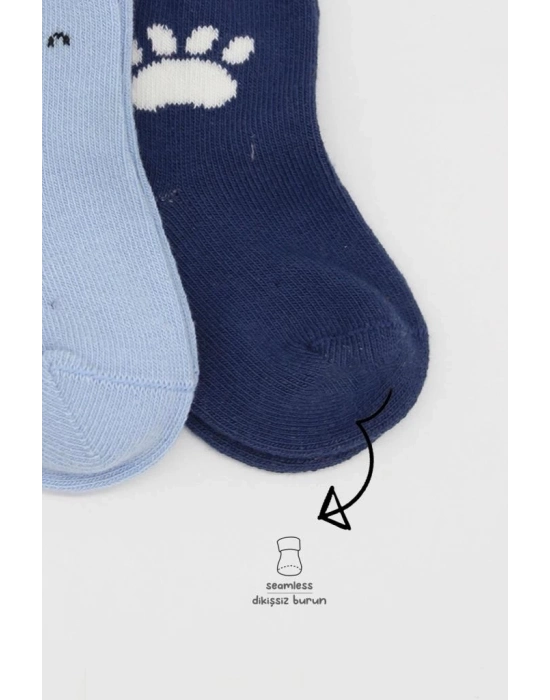 ®   2Li Bear Penye Soket Çorap 10116 Mavi