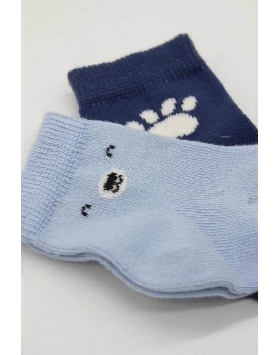 ®   2Li Bear Penye Soket Çorap 10116 Mavi