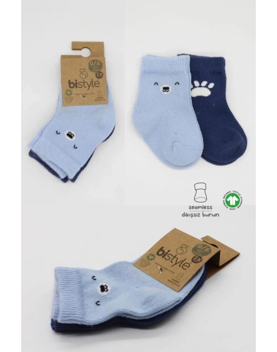 ®   2Li Bear Penye Soket Çorap 10116 Mavi