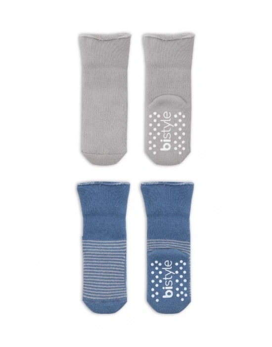 ®   2Li Çemberli Kaymaz Havlu Soket Çorap 10503 İndigo Gri