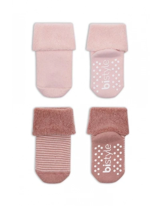 ®   2Li Çemberli Kaymaz Havlu Soket Çorap 10503 Pudra Pembe