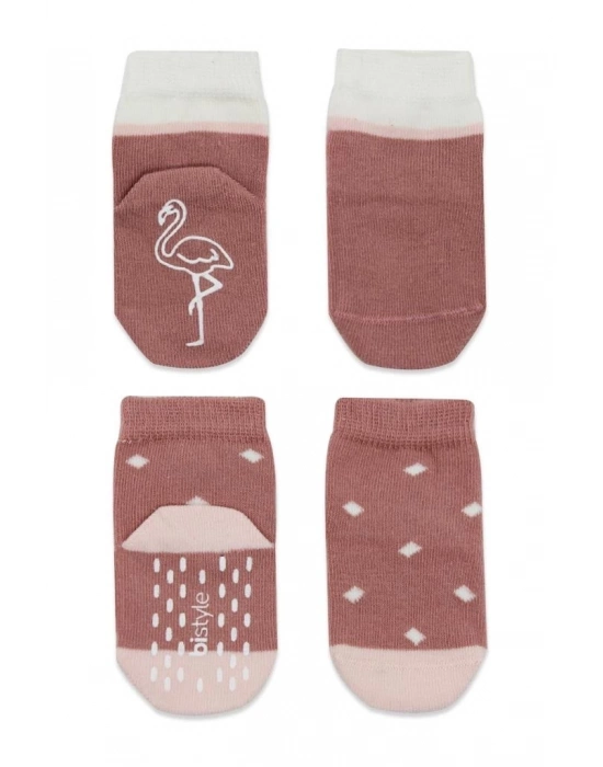 ®   2Li Hayvan Figür Kaymaz Kız Soket Çorap 10120 Pudra
