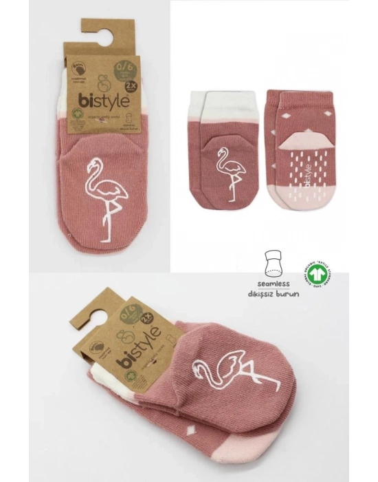®   2Li Hayvan Figür Kaymaz Kız Soket Çorap 10120 Pudra