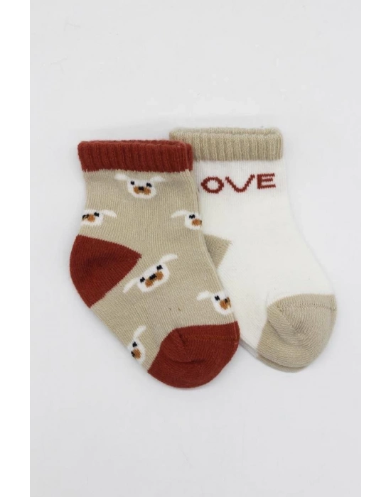®   2Li Love Dog Penye Soket Çorap 10118 Bej