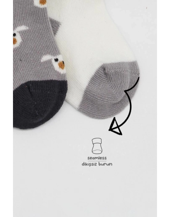 ®   2Li Love Dog Penye Soket Çorap 10118 Gri