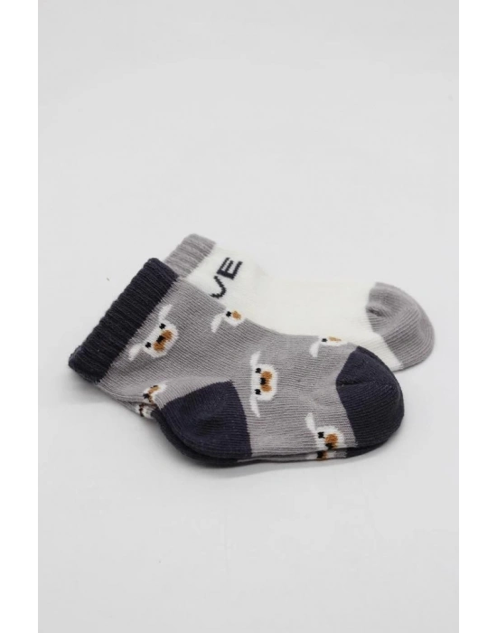 ®   2Li Love Dog Penye Soket Çorap 10118 Gri