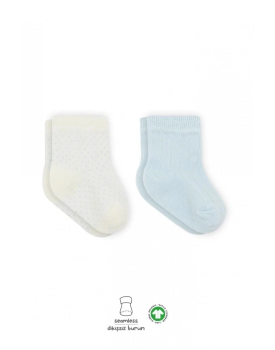 ®   Puan Derby Penye Soket Çorap 2Li BS10103 Mavi Ekru