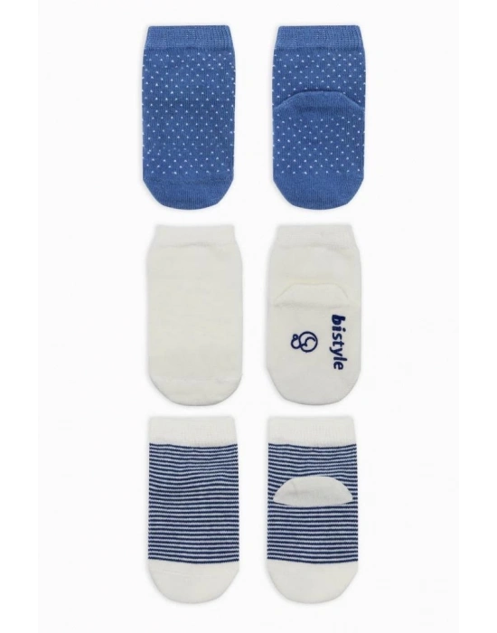 ®  Puanlı Kaymaz Penye Soket Çorap 3Lü BS10108 İndigo(ADET FİYATIDIR)