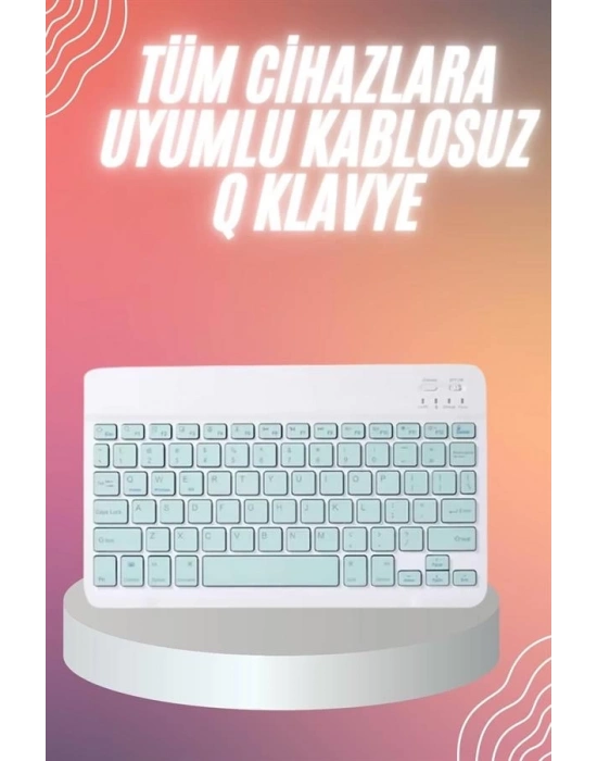 ® Bluetooh Wıreless Keyboard Siyah Q Klavye İOS Ipad Android Windows Uyumlu