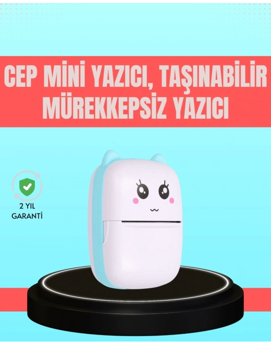 ® Bluetooth Bağlantılı Mini Termal Yazıcı Öğrenci ve Ofis İçin