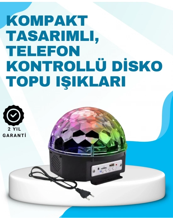 ® Bluetooth Bağlantılı Renkli Masaüstü Disko Topu Işık Gösterisi